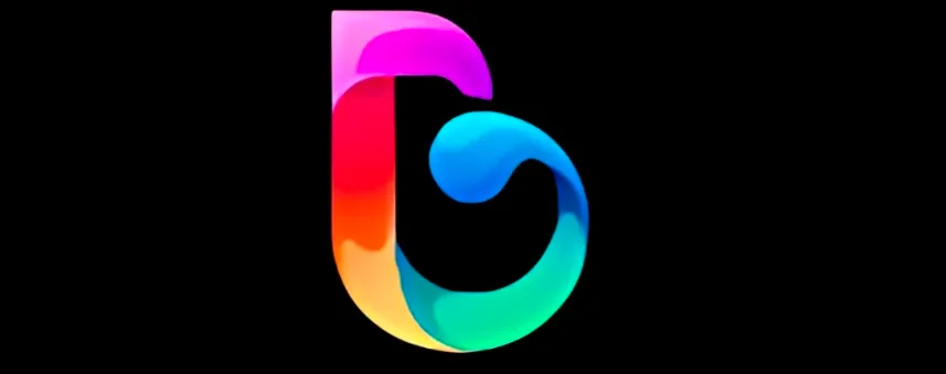 Vibrant, colorful digital logo with a fluid gradient design, showcasing modern branding with a futuristic look