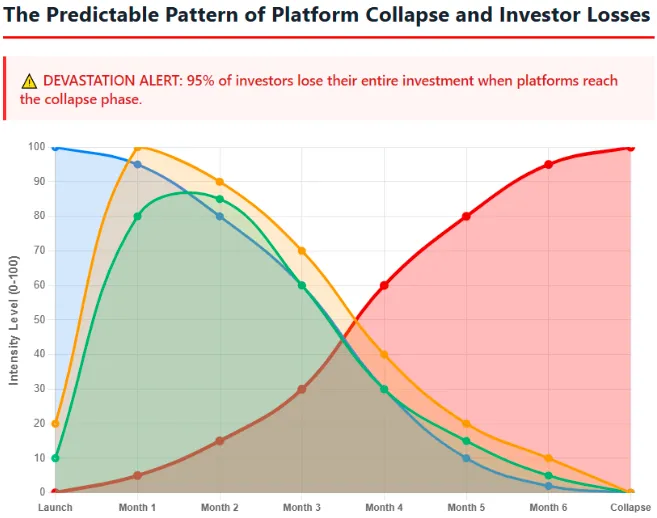 Chart showing predictable pattern of platform collapse and investor losses over time