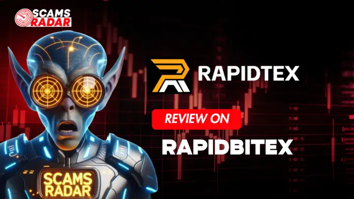 YouTube thumbnail for RapidBitex review, highlighting scam warnings and risk analysis by Scams Radar.