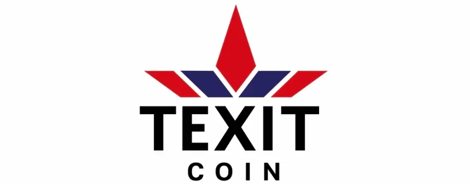 TexitCoin cryptocurrency official logo in red and blue design