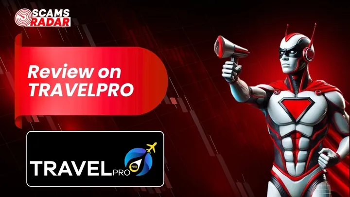 Scams Radar review on TravelPro luggage brand with red superhero theme