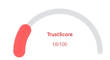 TrustScore showing 18/100, indicating a low level of trustworthiness.
