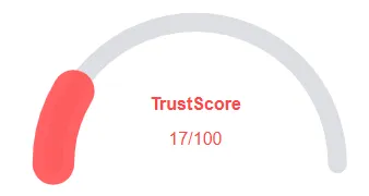 TrustScore rating showing 17 out of 100 indicating very low trust level