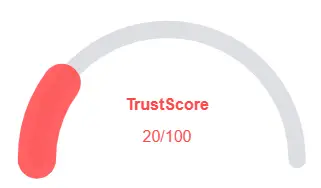 Website TrustScore rating 20 out of 100 indicating very low trust level
