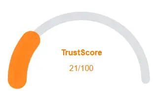 Website TrustScore rating 21 out of 100 showing low trust level