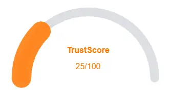 Website TrustScore rating 25 out of 100 indicating low trust level