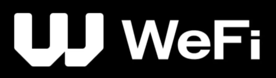 Official WeFi logo in white on black background