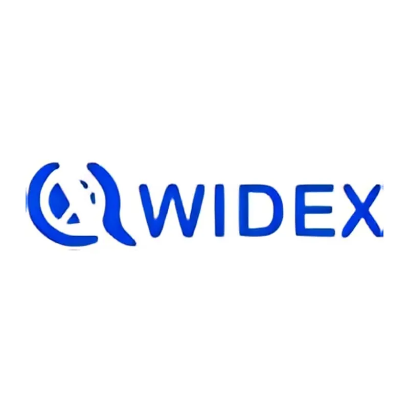 Official Widex company logo in blue design.