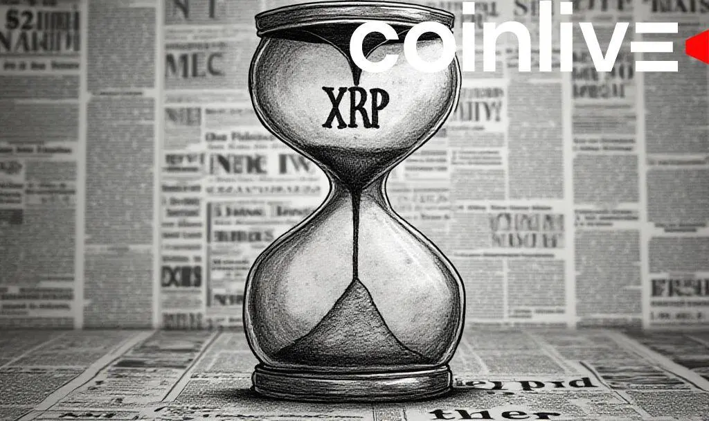 XRP ETFs delayed by SEC scrutiny illustration with hourglass