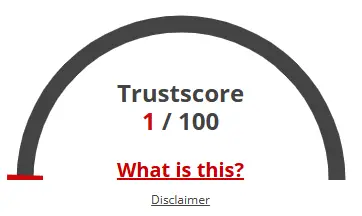 LexStay website trust score showing 1 out of 100 rating
