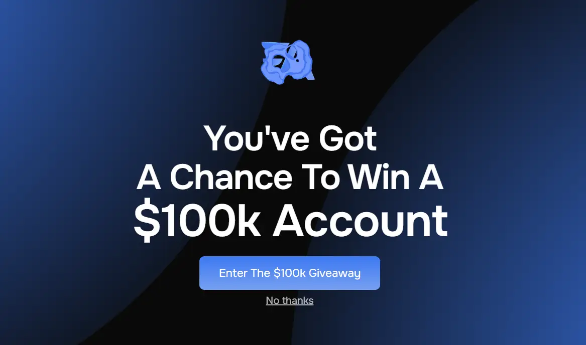 Promotional image from Atlas Funded offering a chance to win a $100K trading account in a giveaway campaign