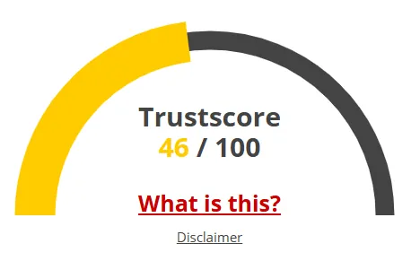 Auto Link platform shows a Trustscore of 46 out of 100, indicating moderate reliability and potential risk factors