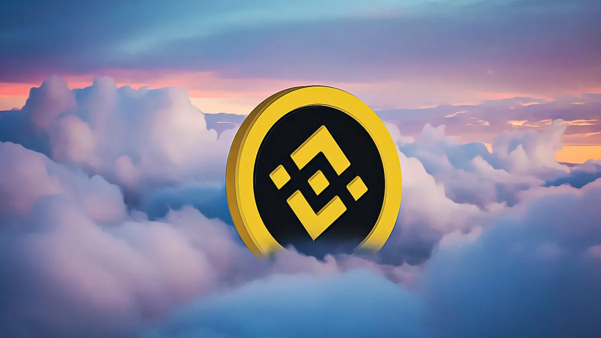 Binance BNB Chain logo floating above clouds, linked to BNB Chain X account hacked phishing scam news