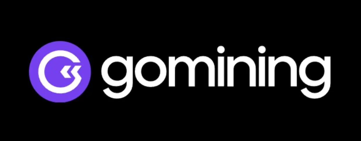 GoMining logo with white text and purple icon on black background representing the Bitcoin mining platform