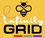 Infinity Grid logo featuring bee and infinity symbol in yellow background