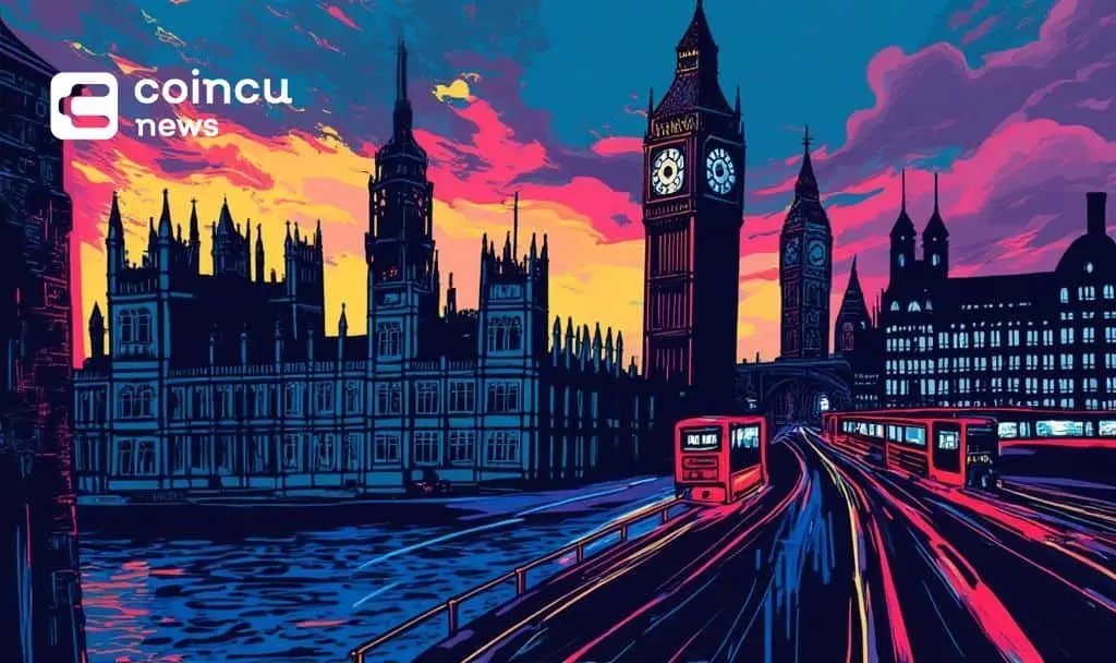 Vibrant London cityscape representing KR1’s LSE listing as a milestone for UK crypto firms