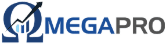 Official OmegaPro logo in blue and gray with upward arrow design