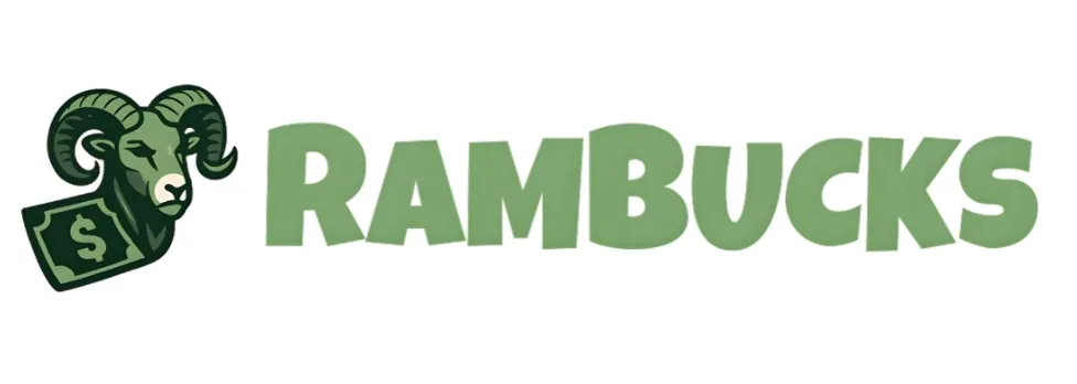 Rambucks logo showing a ram head with a dollar sign, representing the online earning platform Rambucks.