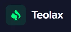 Teolax logo featuring green spade icon and white text on dark background