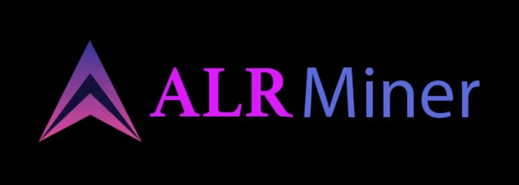 ALR Miner logo featuring gradient purple and pink design on black background