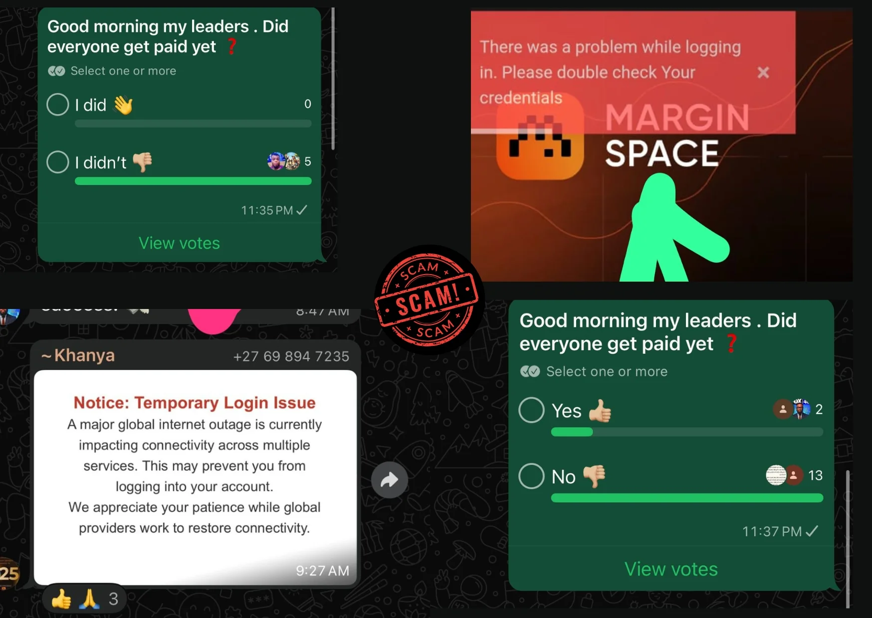 "Scam alert with login issues and complaints from Margin Space users"