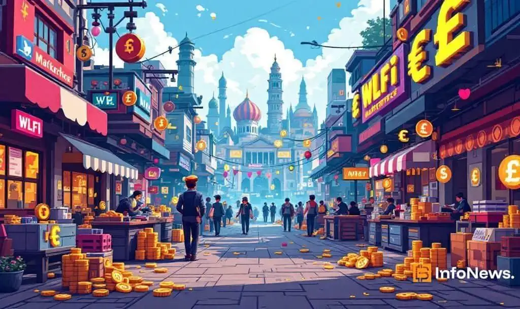 WLFI market street illustration showing crypto symbols after Alt5 Sigma acquisition news