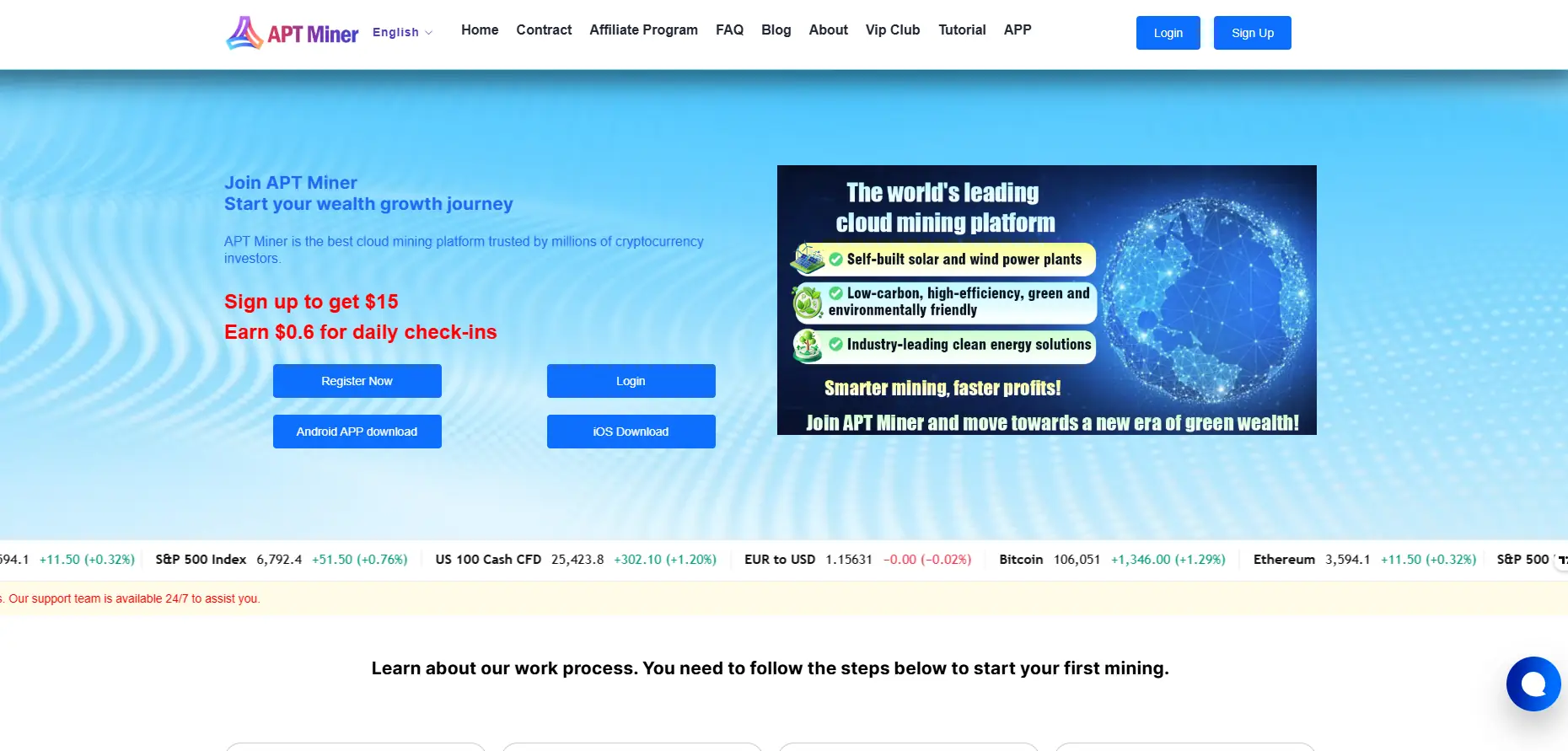 APT Miner Cloud Mining Website