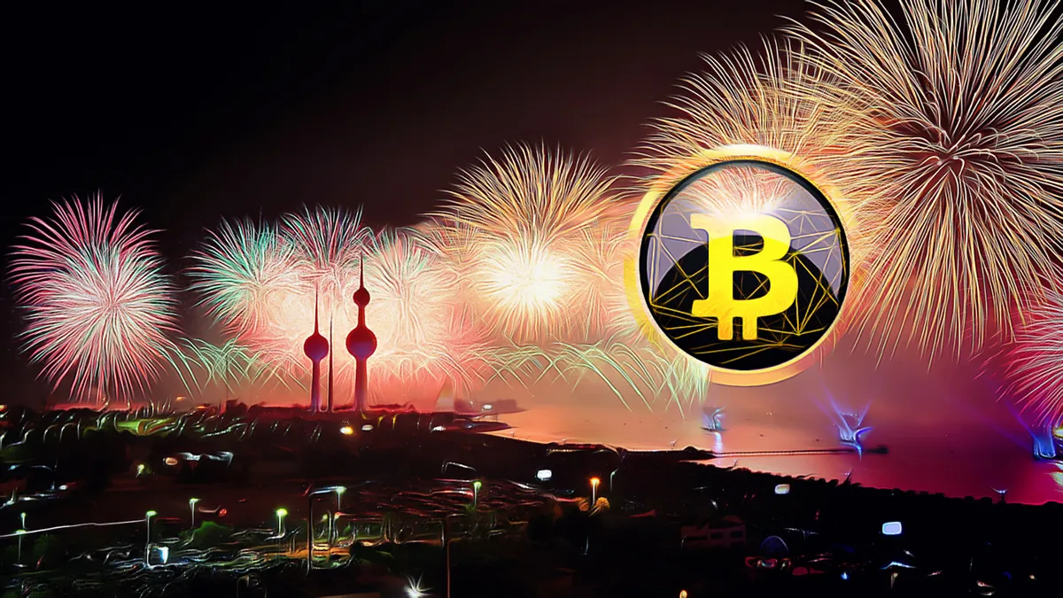 Bitcoin logo with fireworks in the background during a volatile market period as Bitcoin plunges below $113K.