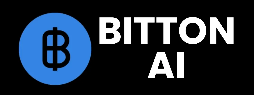 BitTON AI logo in blue and white text on a black background representing the AI blockchain project