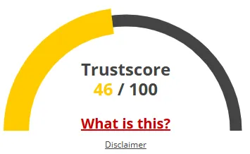 BitTON AI platform trustscore 46 out of 100 showing medium credibility rating
