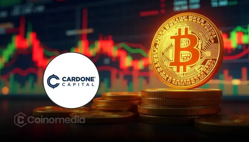 Cardone Capital logo beside a golden Bitcoin coin stacked on crypto charts symbolizing Bitcoin investment and real estate growth