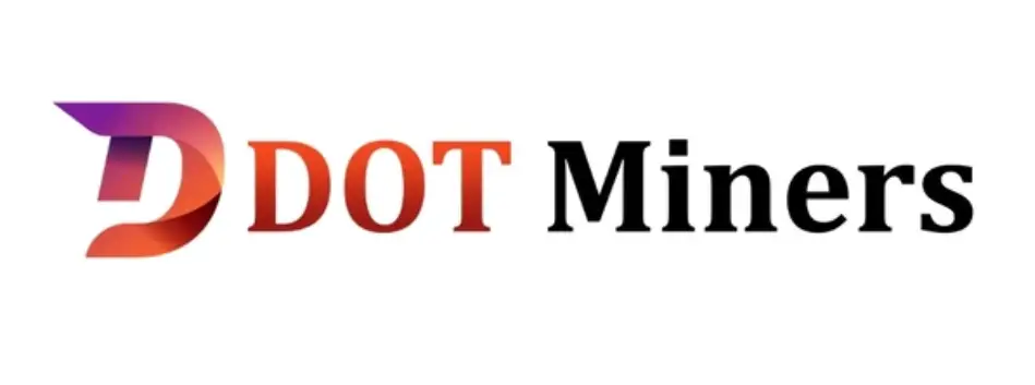 Official DOT Miners logo with stylized "D" and "Miners" text in a gradient red to purple design