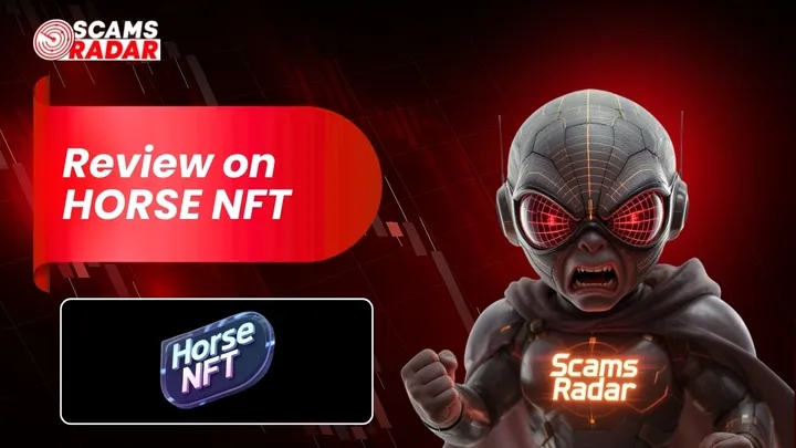 Horse NFT review graphic by Scams Radar exposing high-risk NFT income platform