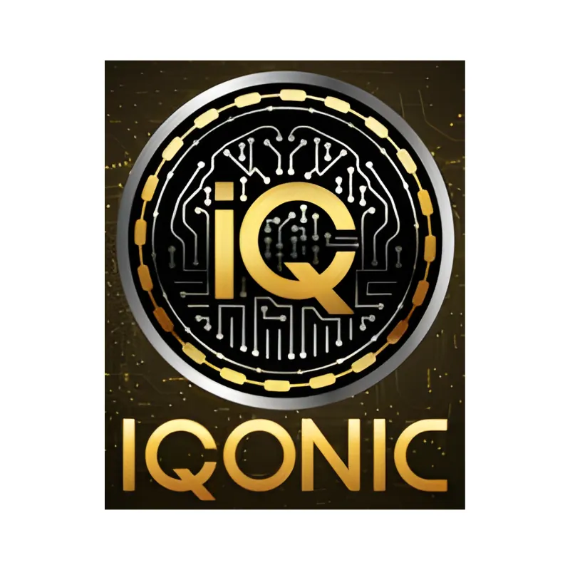 IQONIC crypto token logo in gold and black digital design