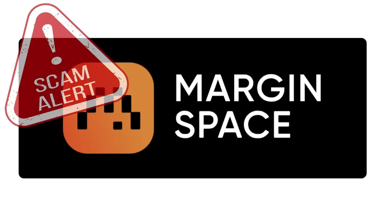 Scam alert for Margin Space crypto platform with warning icon and branding