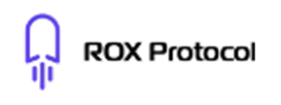 ROX Protocol logo with blue rocket-shaped design and black text