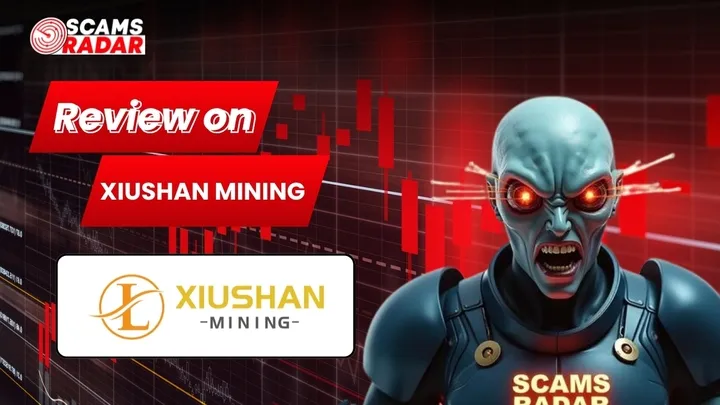 Scams Radar review on Xiushan Mining with warning graphics and red market chart