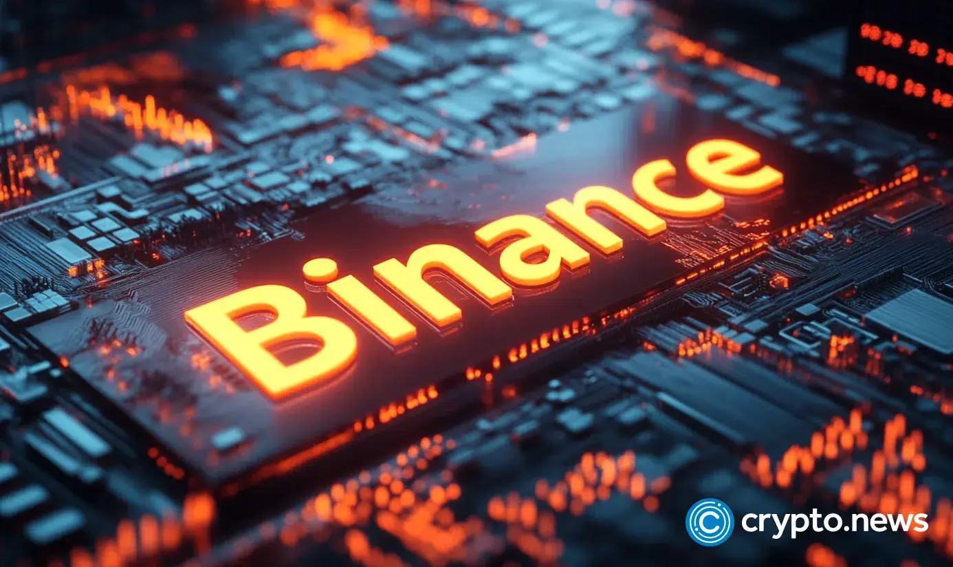 Binance logo glowing on a digital circuit background representing digital asset licenses