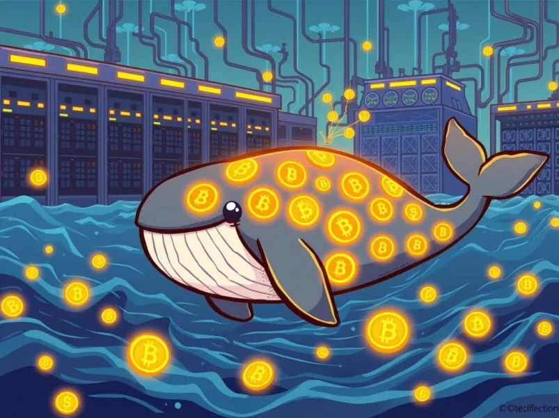 BTC Whale Move illustration showing a Bitcoin whale transferring coins to Antpool amid market speculation
