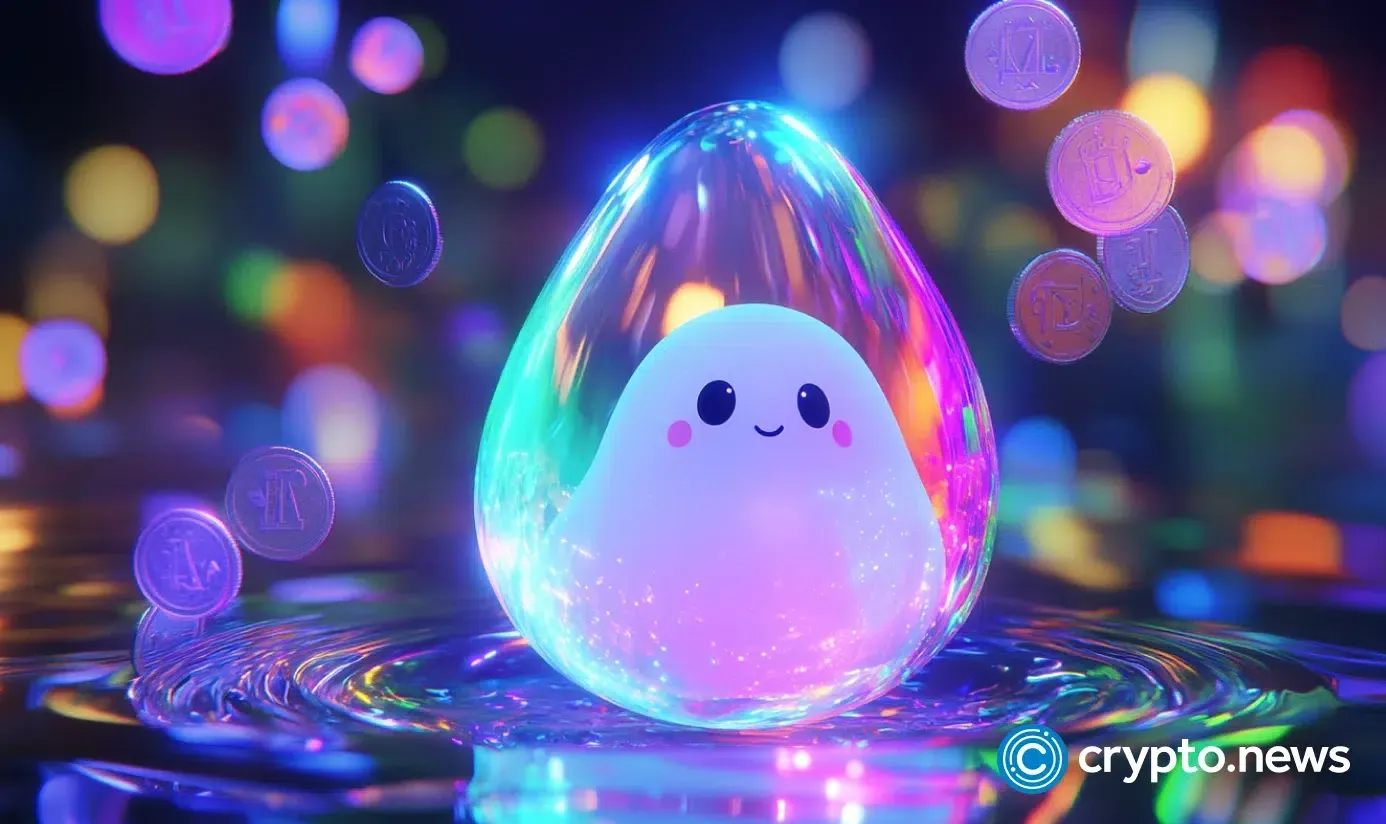 A colorful crypto bubble with floating coins representing the digital currency world.