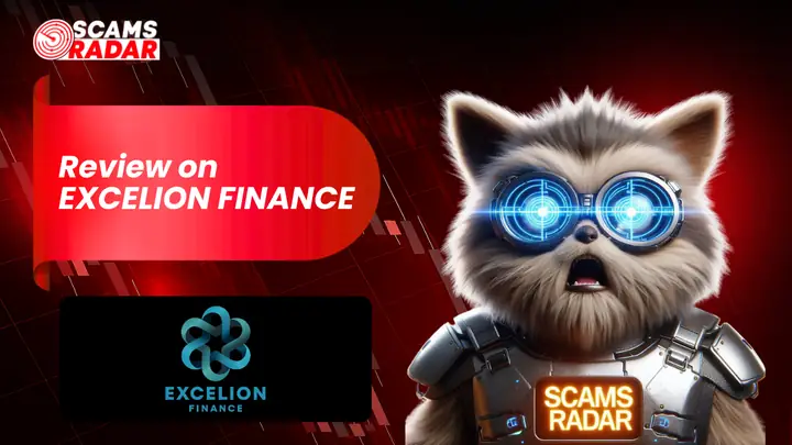 Excelion Finance Review image showing Scams Radar investigation and Excelion Finance branding