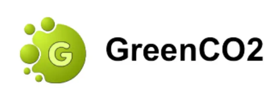 GreenCO2 official logo with green bubble-style icon and bold text representing carbon investment platform