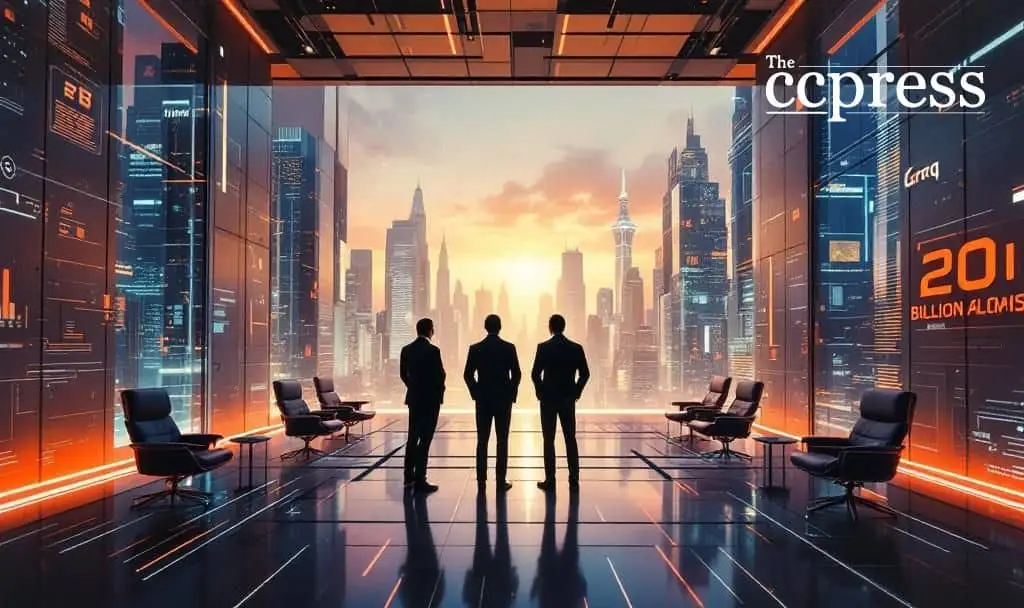 Nvidia Groq AI Deal visual showing executives discussing large-scale AI inference partnership