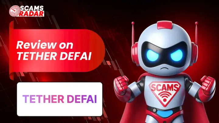 Tether DeFAI review by Scams Radar highlighting high risk crypto platform warning