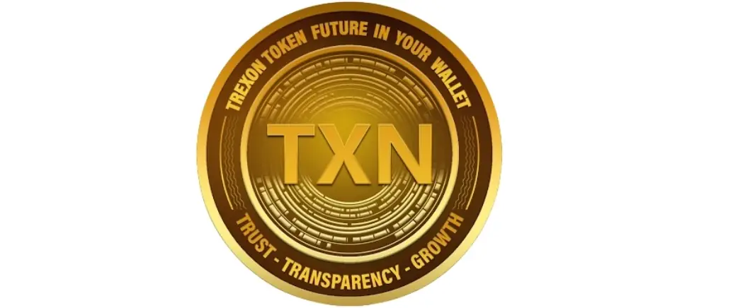 Trexon Token TXN gold cryptocurrency logo representing trust transparency and growth
