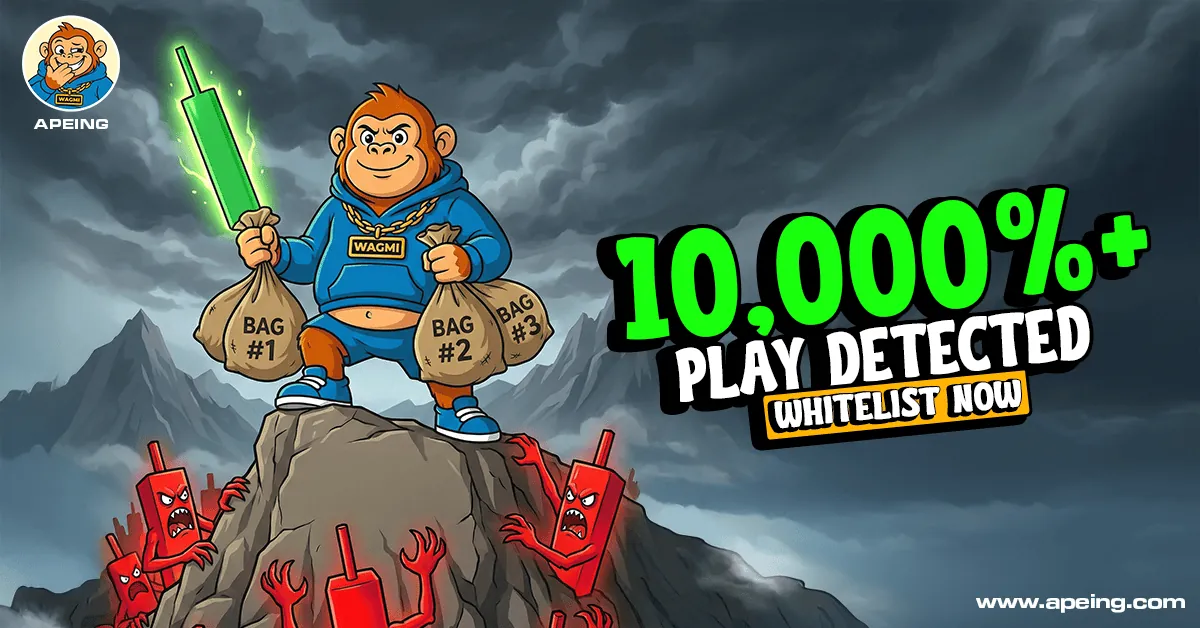 Apeing mascot promoting whitelist opportunity as a top contender among upcoming crypto coins