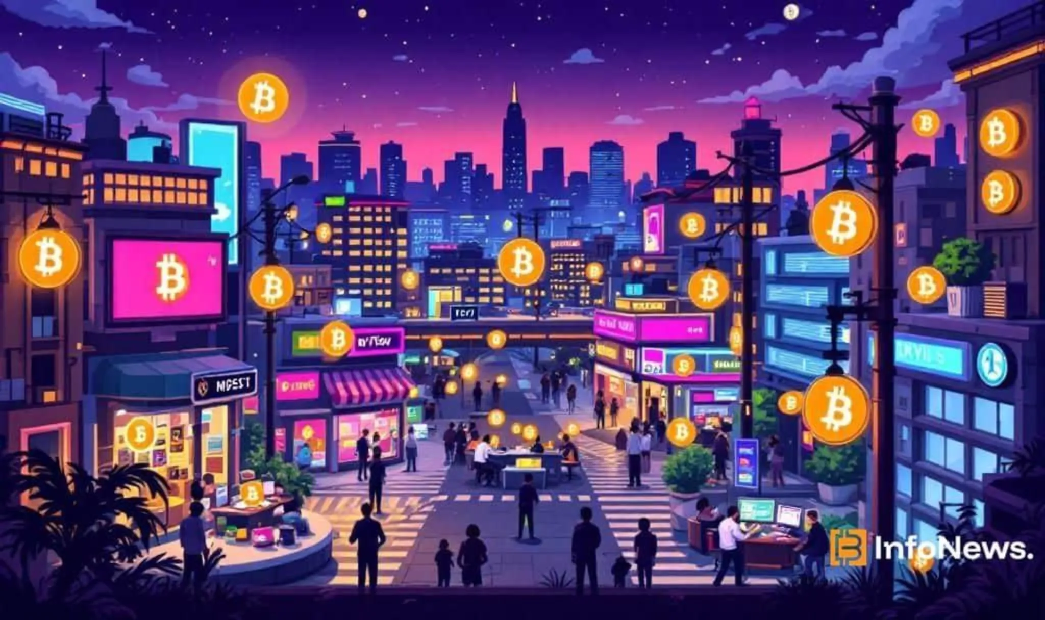 Bitcoin nears $100K as institutional investors and macro tailwinds drive crypto adoption in a digital city landscape
