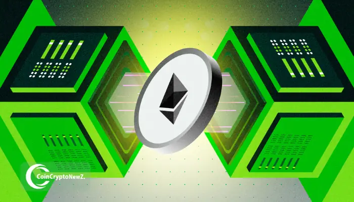 Ethereum blockchain network illustration showing decentralized crypto nodes and ETH symbol