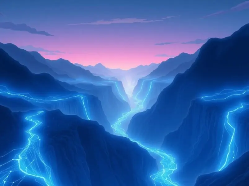 Abstract landscape showing Ethereum ETF market shift, institutional rebalancing, and crypto market volatility