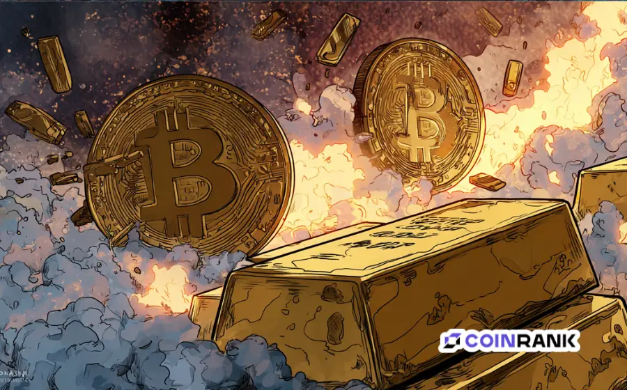 Gold hits $5,000 as Bitcoin falters during a financial crisis with investors shifting to safe-haven assets